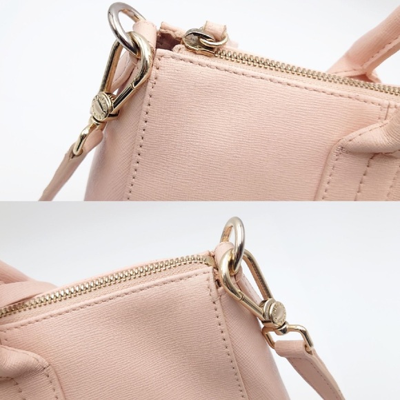Furla Light Pink Leather Tote Satchel | Crossbody Strap | Gold Logo Charm - Picture 7 of 9
